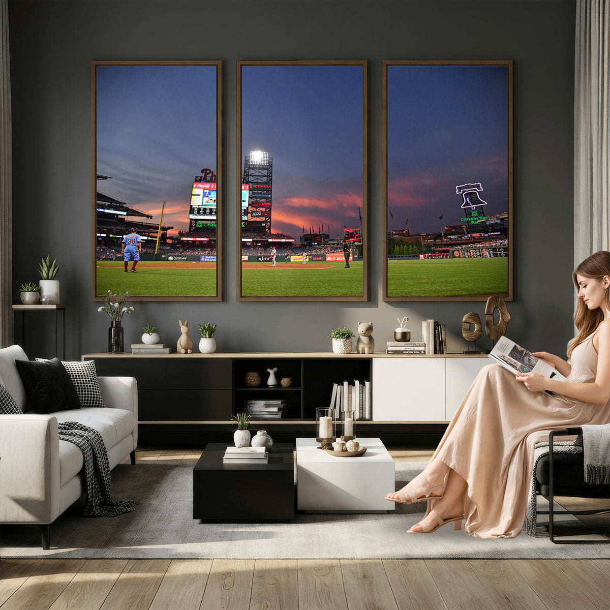 22594-MGV-CV-36X24 - Philadelphia Phillies Baseball Print - Philadelphia Citizens Bank Park Stadium Wall Art, Phillies