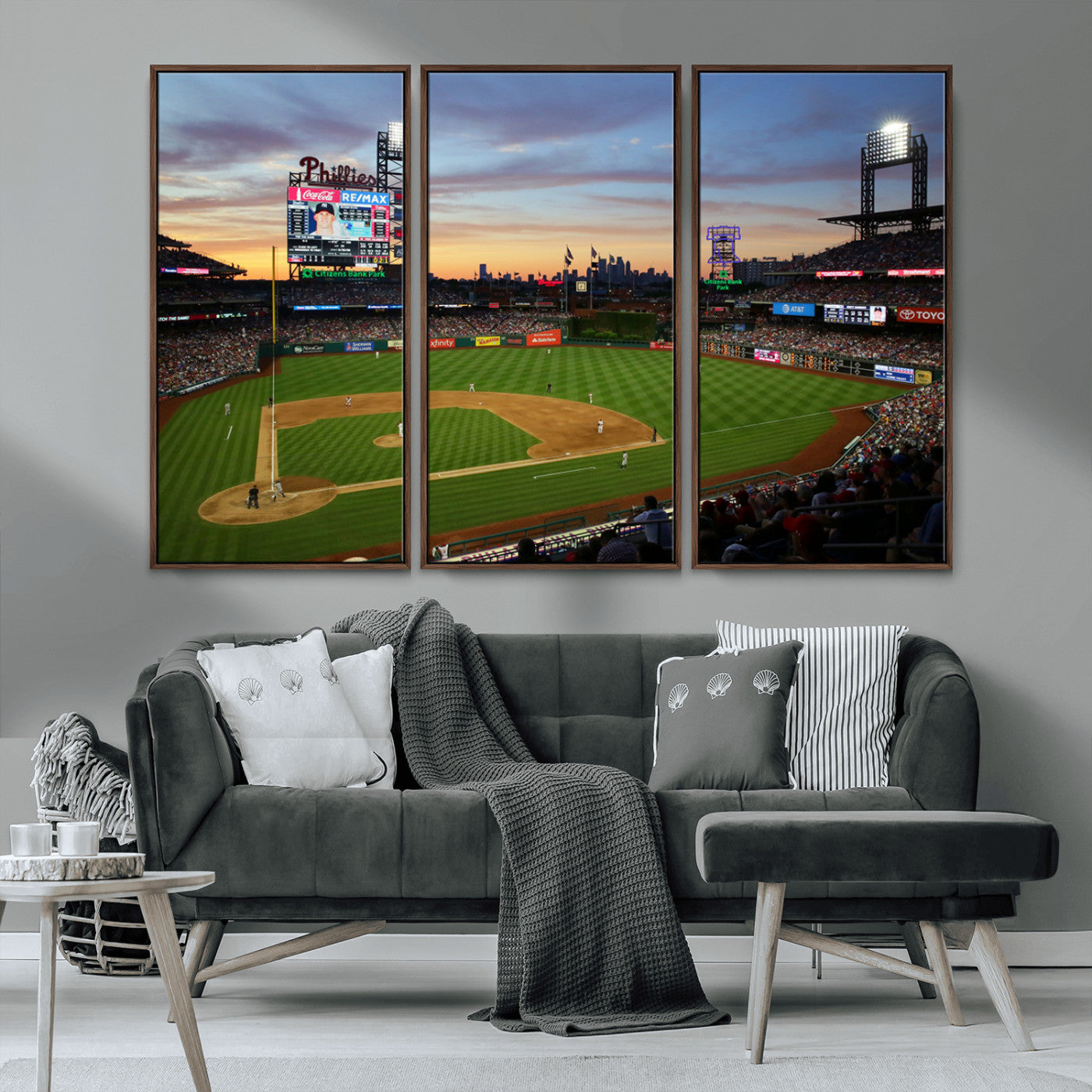 MGV-FC-48X32-3P - Citizens Bank Park Philadelphia Phillies Wall Art Canvas | 3-Panel Canvas Print of Phillies Stadium