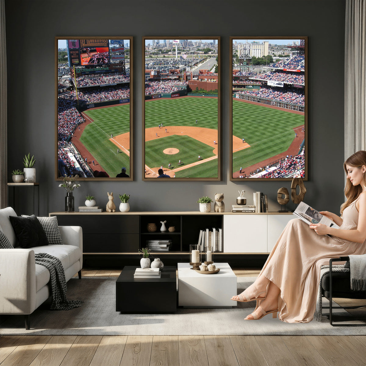 85755-MGV-CV-36X24 - Philadelphia Phillies Baseball Team Print - Philadelphia Citizens Bank Park Stadium Wall Art Canvas