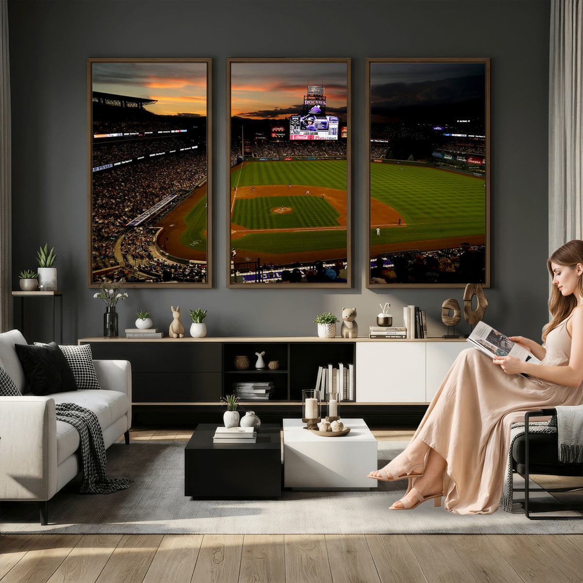 57060-MGV-CV-36X24 - Colorado Rockies Coors Field Wall Art Canvas Print - MLB Baseball Stadium