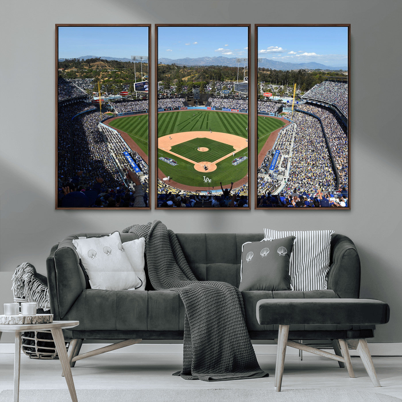 MGV-FC-48X32-3P - Los Angeles Dodgers Dodger Stadium Wall Art Canvas Print - MLB Baseball Stadium Wall Art Canvas