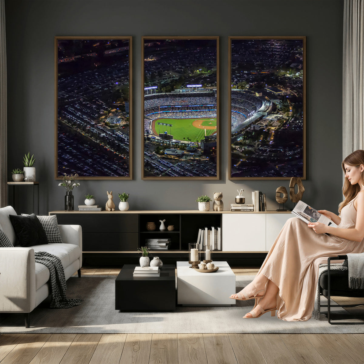 20932-MGV-CV-36X24 - Los Angeles Dodgers Dodger Stadium Wall Art Canvas Print