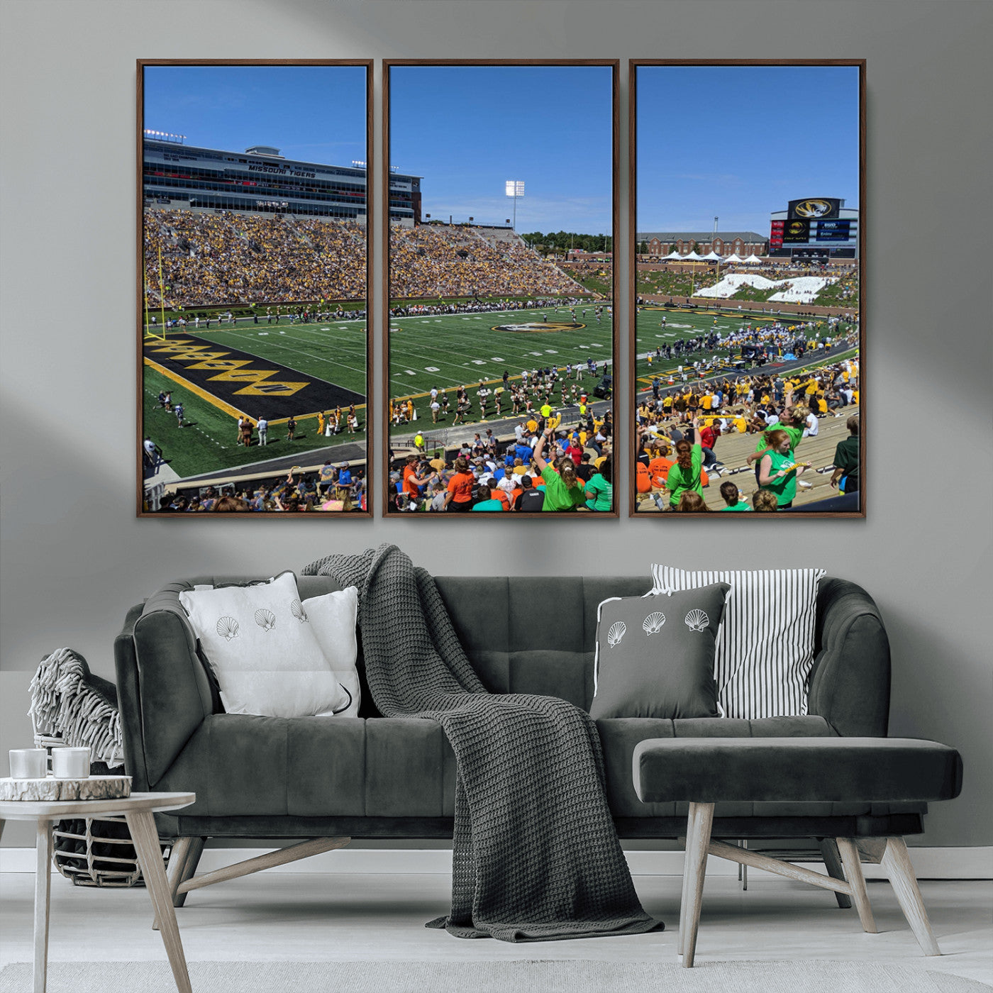 MGV-FC-48X32-3P - University of Missouri Tigers Football Team Print - Columbia Faurot Field Memorial Stadium Wall Art