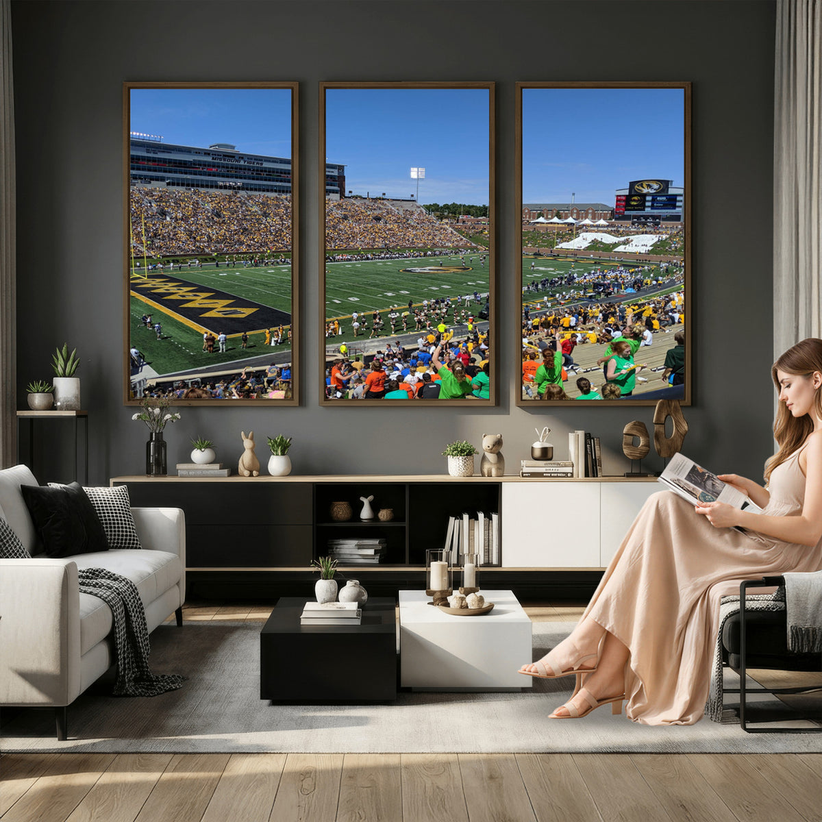 38399-MGV-CV-36X24 - University of Missouri Tigers Football Team Print, Columbia Faurot Field Memorial Stadium Wall Art