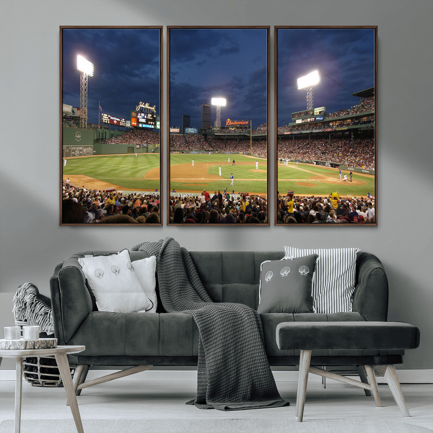 MGV-FC-48X32-3P - Boston Red Sox Baseball Team Print Canvas - Massachusetts Fenway Park Stadium Wall Art Canvas Print