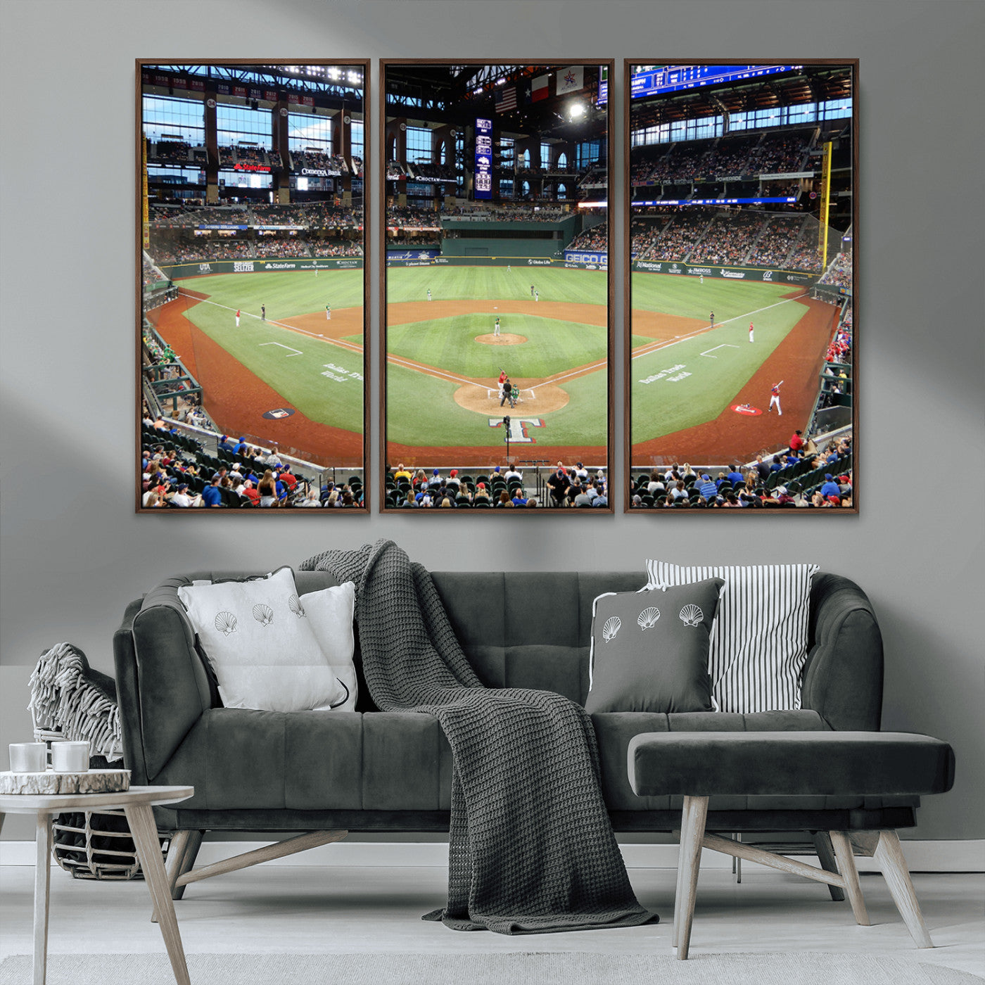 MGV-FC-48X32-3P - Texas Rangers Baseball Team Print - Arlington Globe Life Field Stadium Canvas Print Wall Art