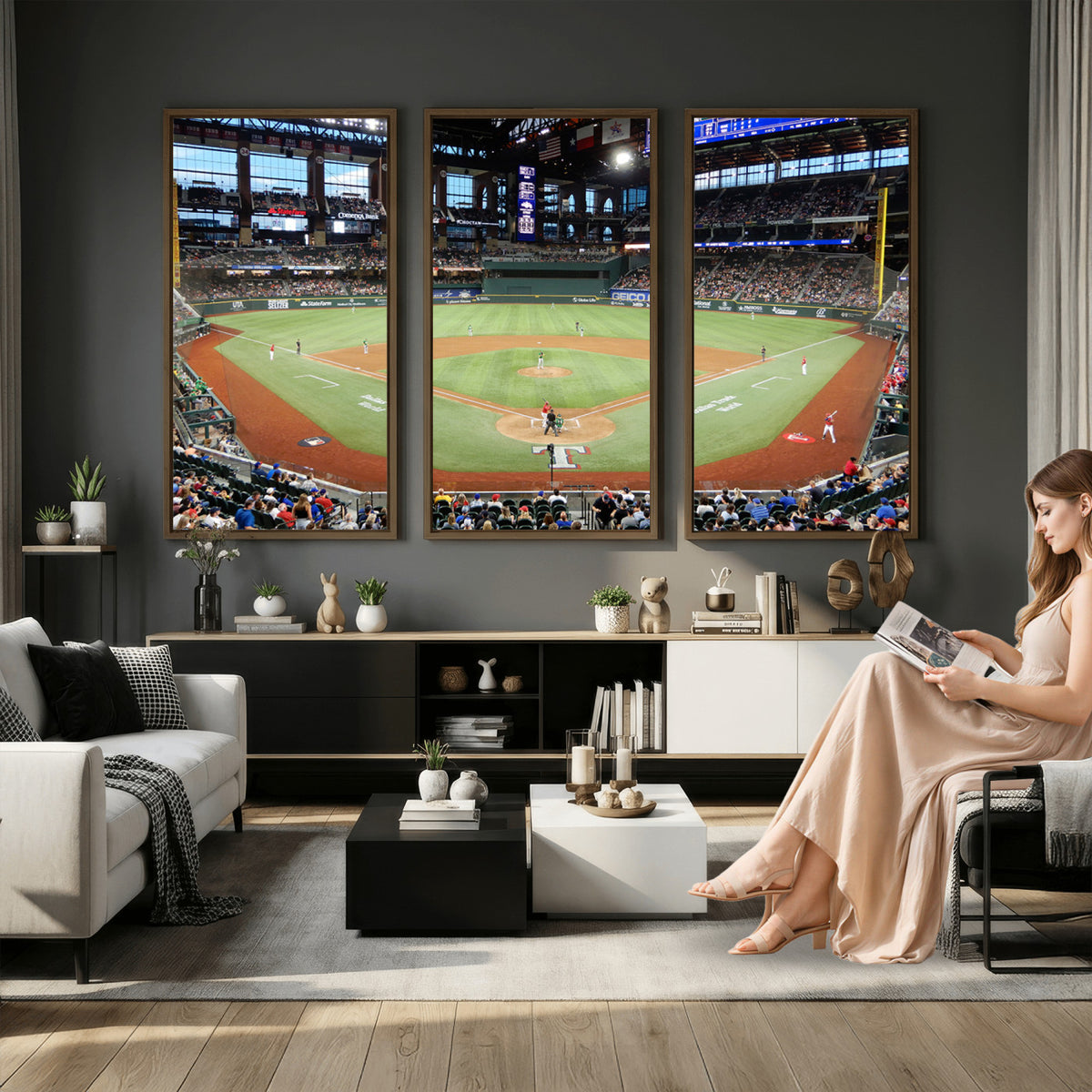 78468-MGV-CV-36X24 - Texas Rangers Baseball Team Print, Arlington Globe Life Field Stadium Wall Art