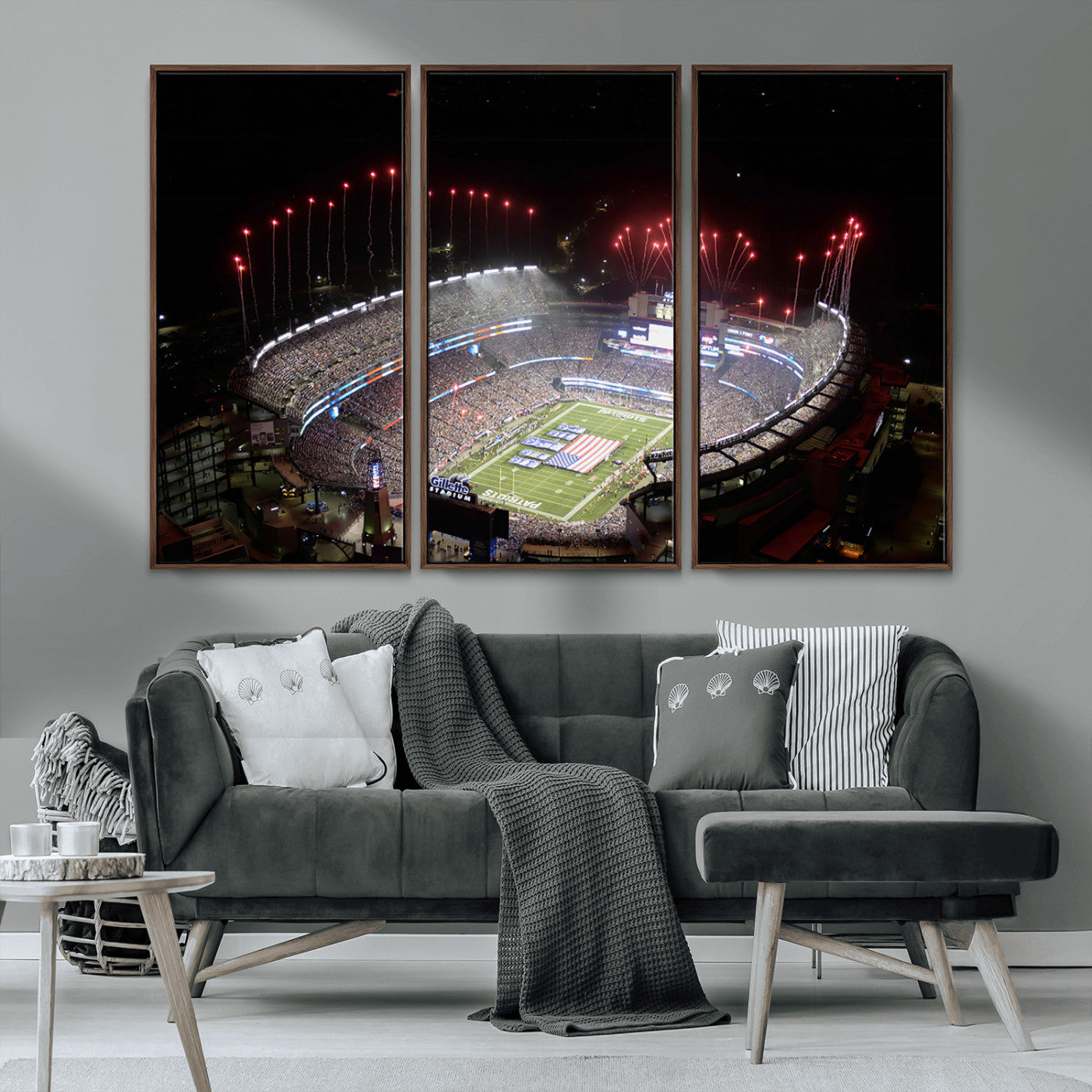 MGV-FC-48X32-3P - New England Patriots Team Print Wall Art- Foxborough Gillette Stadium Wall Art Canvas Print
