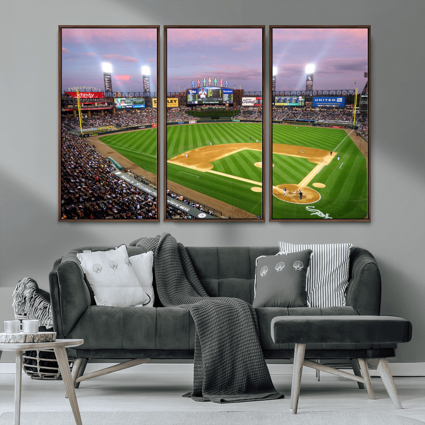 MGV-FC-48X32-3P - Chicago White Sox Baseball Team Print Canvas- Guaranteed Rate Field Stadium Wall Art Canvas Print
