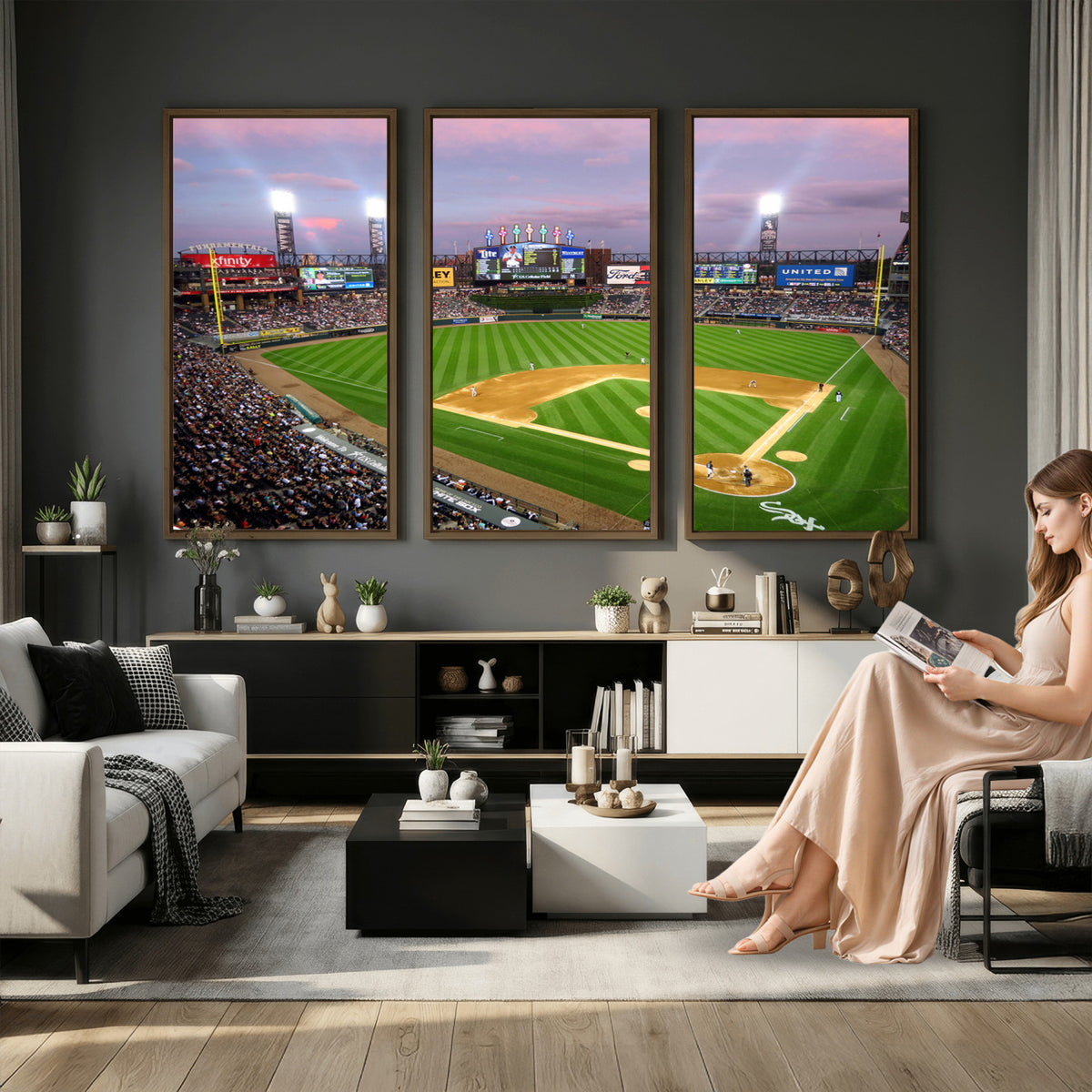 38470-MGV-CV-36X24 - Chicago White Sox Baseball Team Print Canvas, Guaranteed Rate Field Stadium Wall Art