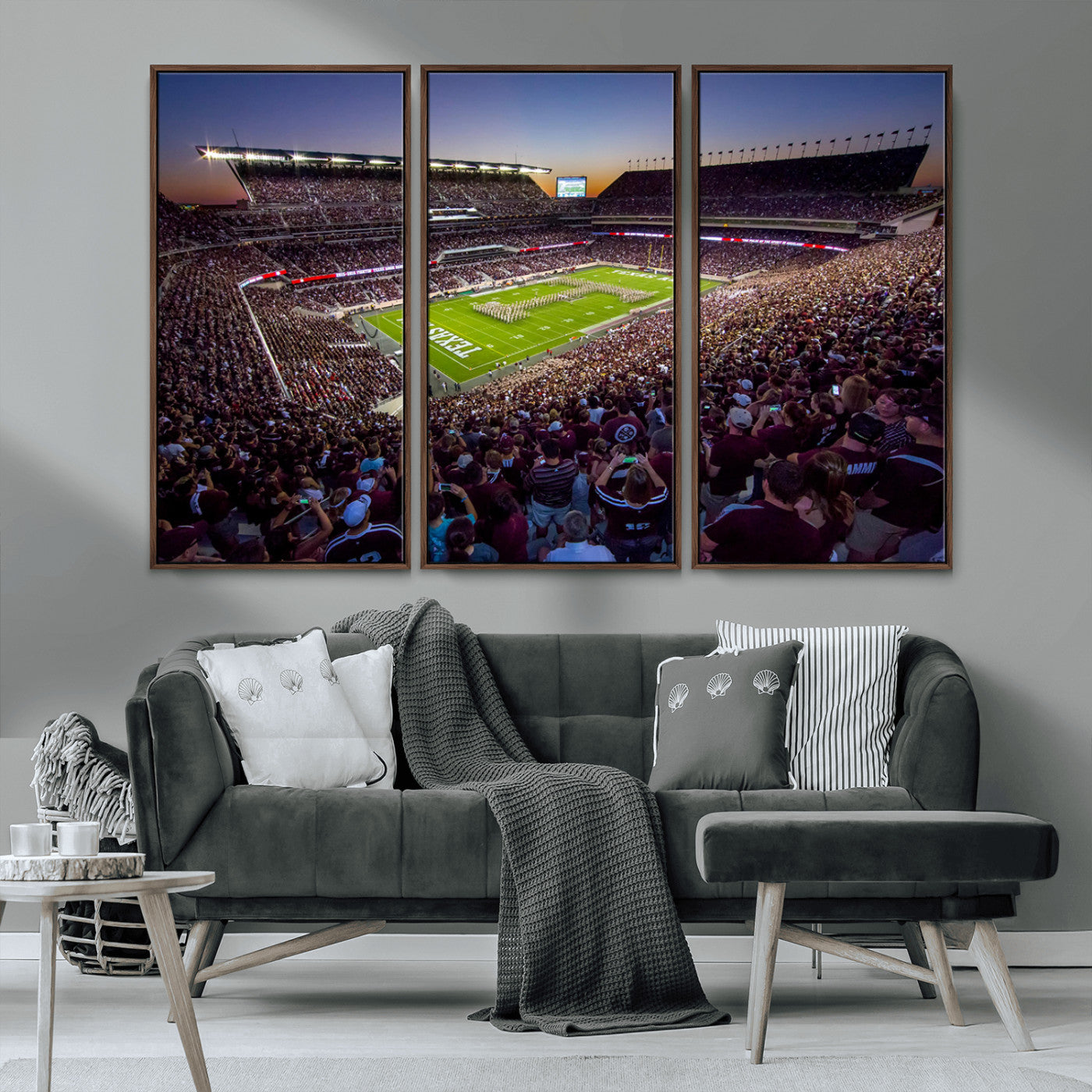 MGV-FC-48X32-3P - Texas A&M University Aggies Football Team Print - College Station Kyle Field Stadium Wall Art Canvas