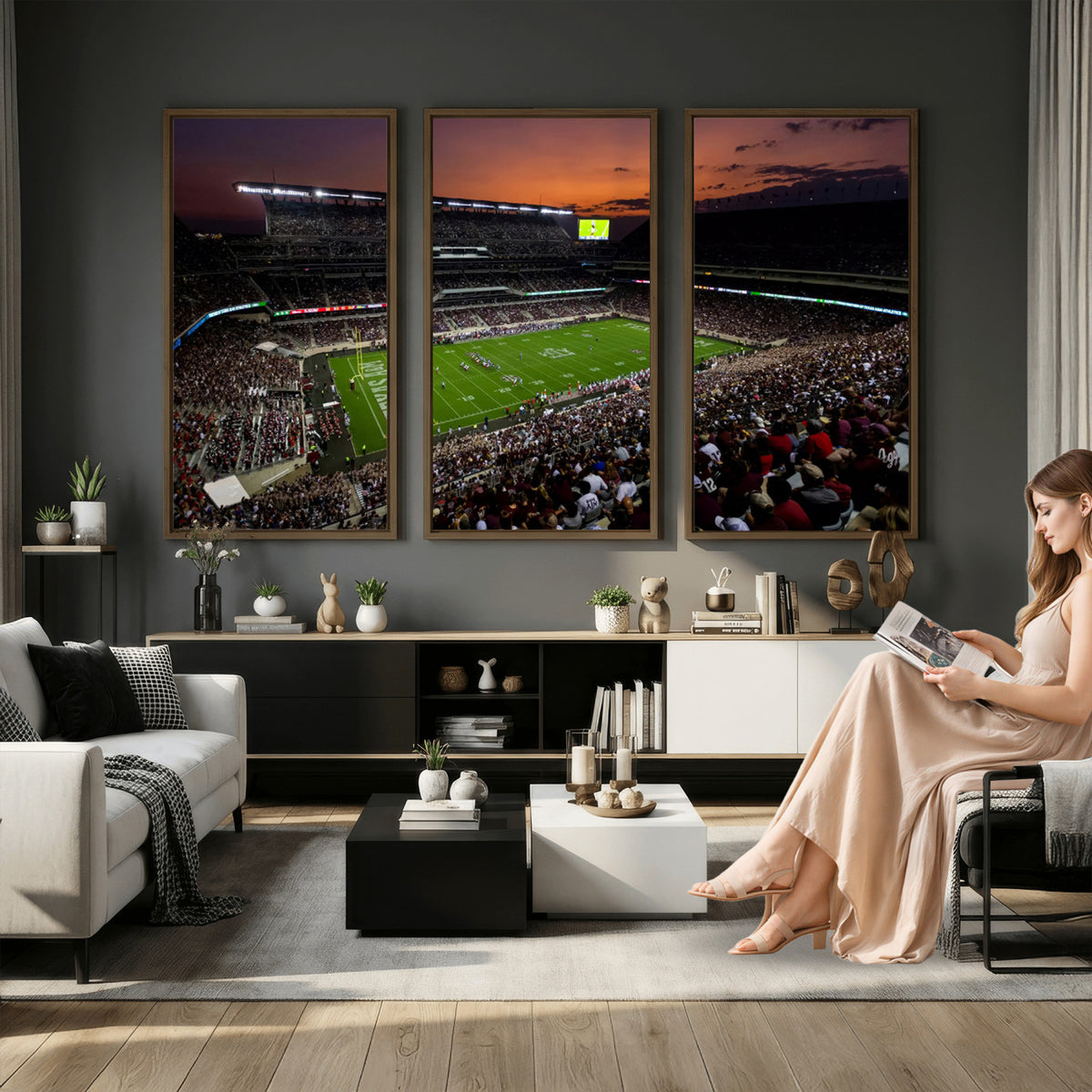 45603-MGV-CV-36X24 - Texas A&M University Aggies Football Team Print, College Station Kyle Field Stadium Wall Art