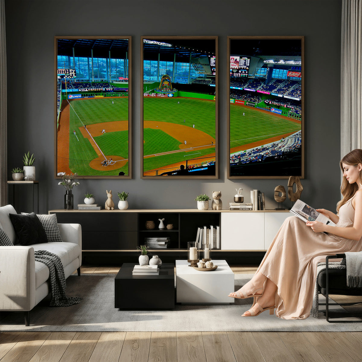 51207-MGV-CV-36X24 - Miami Marlins Baseball Team Print, Miami LoanDepot Park