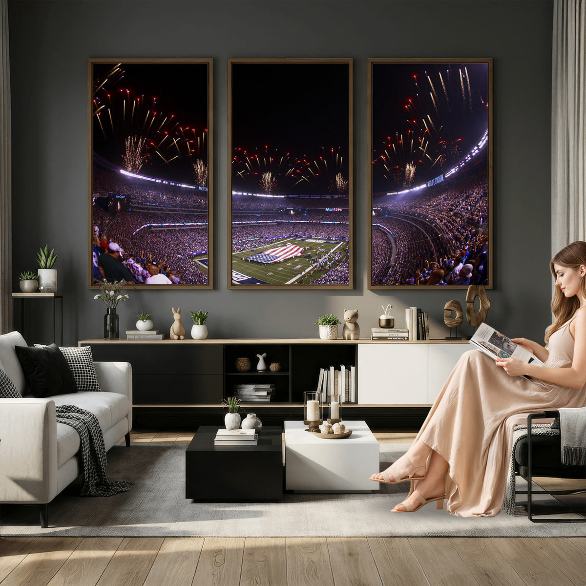 56360-MGV-CV-36X24 - New York Giants Football Team Print, East Rutherford MetLife Stadium Wall Art