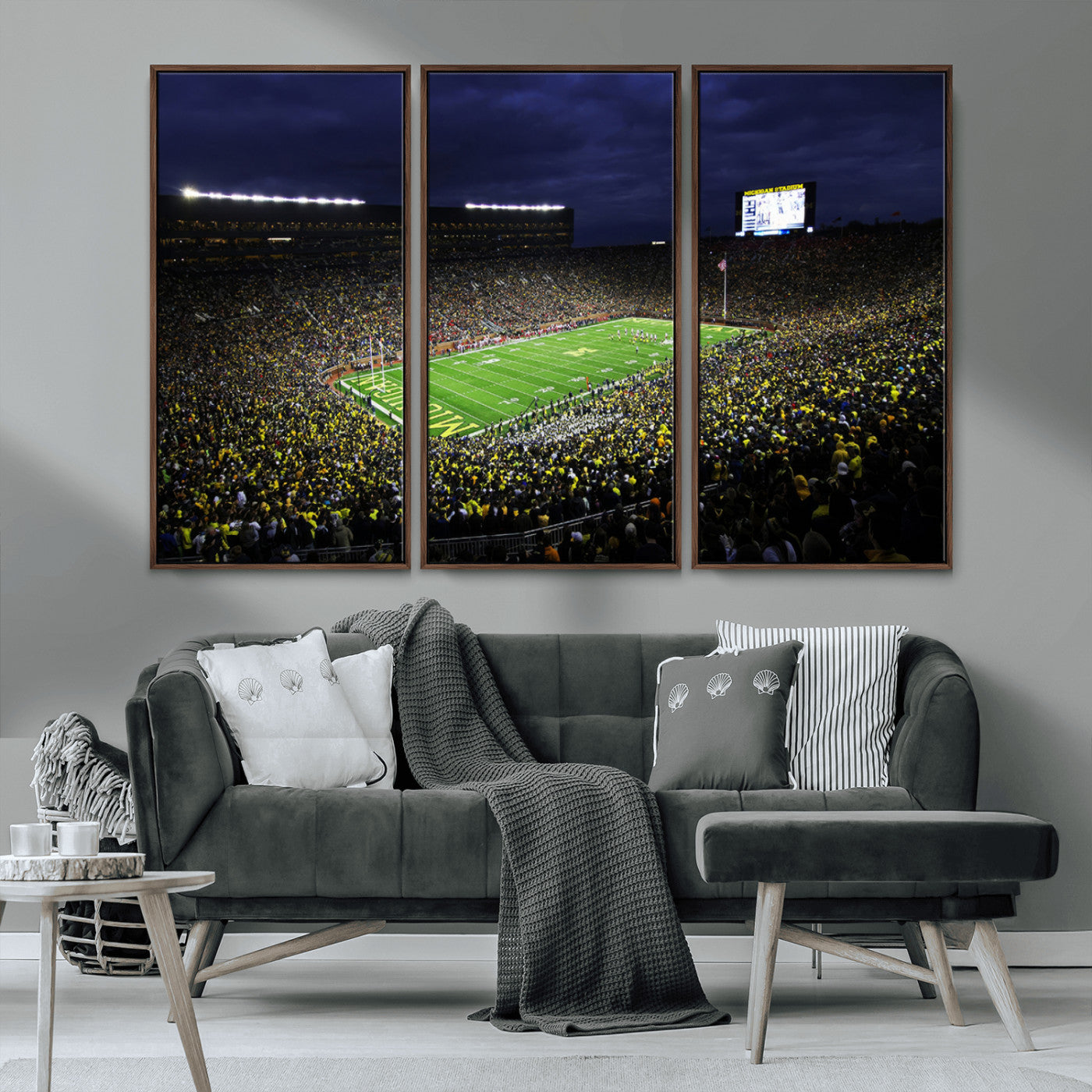 MGV-FC-48X32-3P - Michigan Wolverines Football Canvas Wall Decor, Football Team Print - Ann Arbor Michigan Stadium