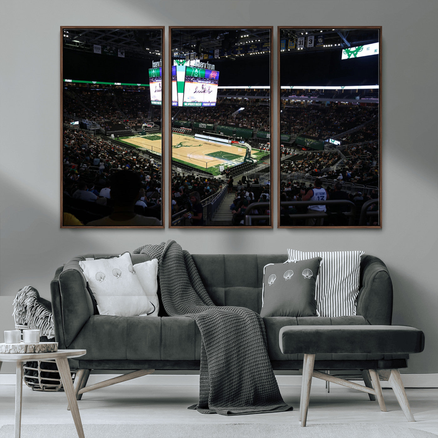 MGV-FC-48X32-3P - Milwaukee Bucks Basketball Print - Fiserv Forum Stadium Wall Art Canvas Print