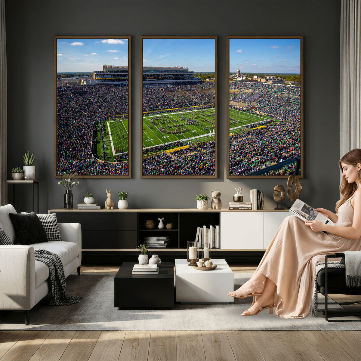 50114-MGV-CV-36X24 - Notre Dame Fighting Irish Football Team Print, Notre Dame Stadium Wall Art