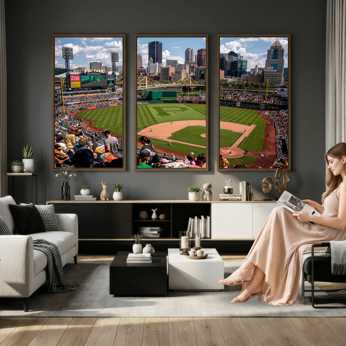 66872-MGV-CV-36X24 - Pittsburgh Pirates Baseball Team Print, PNC Park Stadium