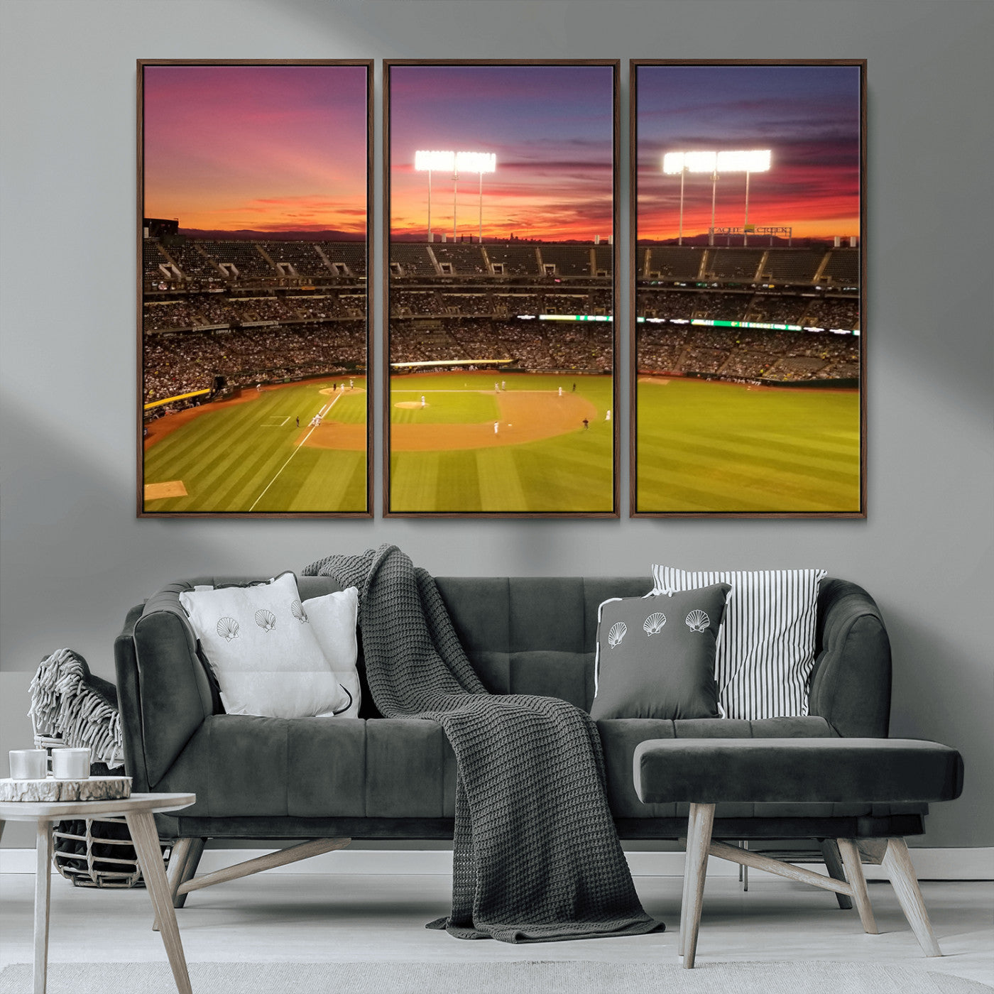 MGV-FC-48X32-3P - Oakland Athletics Baseball Team Print - Oakland Coliseum Stadium Wall Art Canvas Print