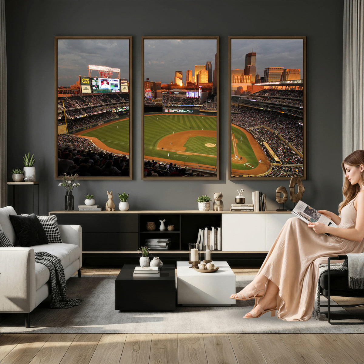 99822-MGV-CV-36X24 - Minnesota Twins Baseball Team Print, Minneapolis Target Field Stadium Wall Art