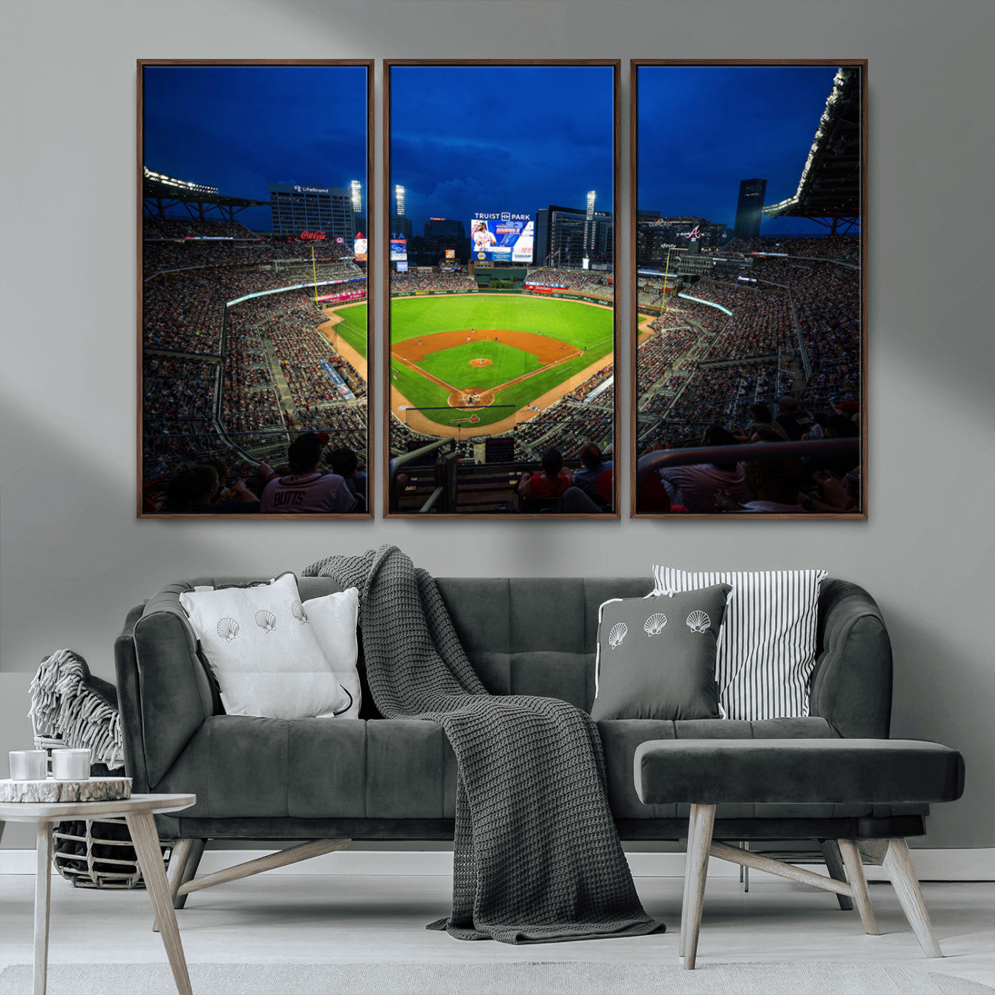 MGV-FC-48X32-3P - Truist Park Night Game Canvas Art - Atlanta Braves Stadium Wall Art Canvas