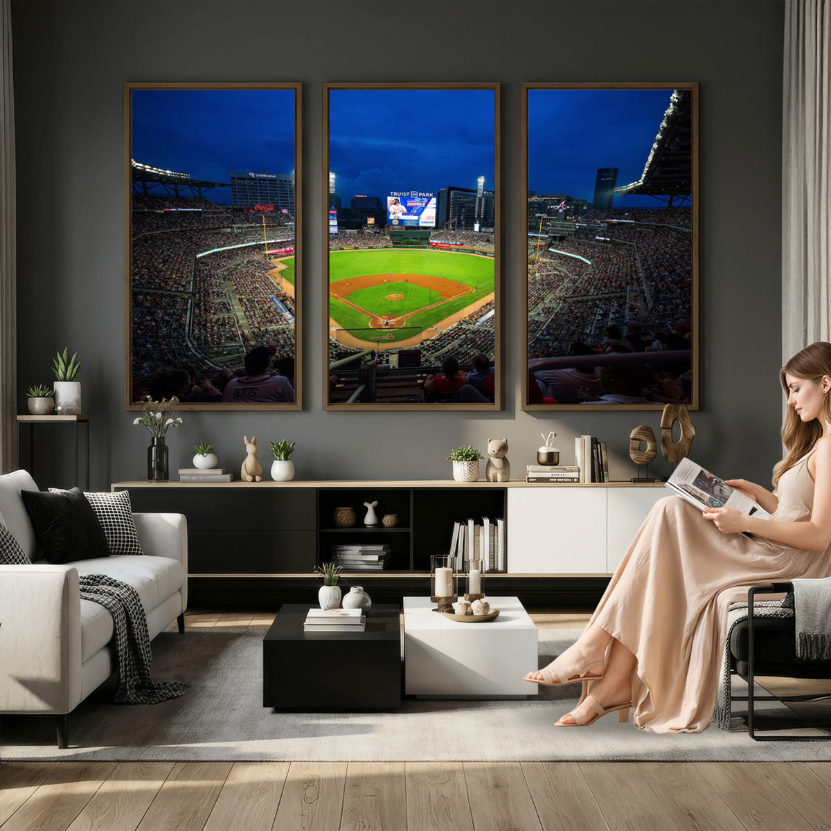 88590-MGV-CV-36X24 - Truist Park Night Game Canvas Art, Atlanta Braves Stadium