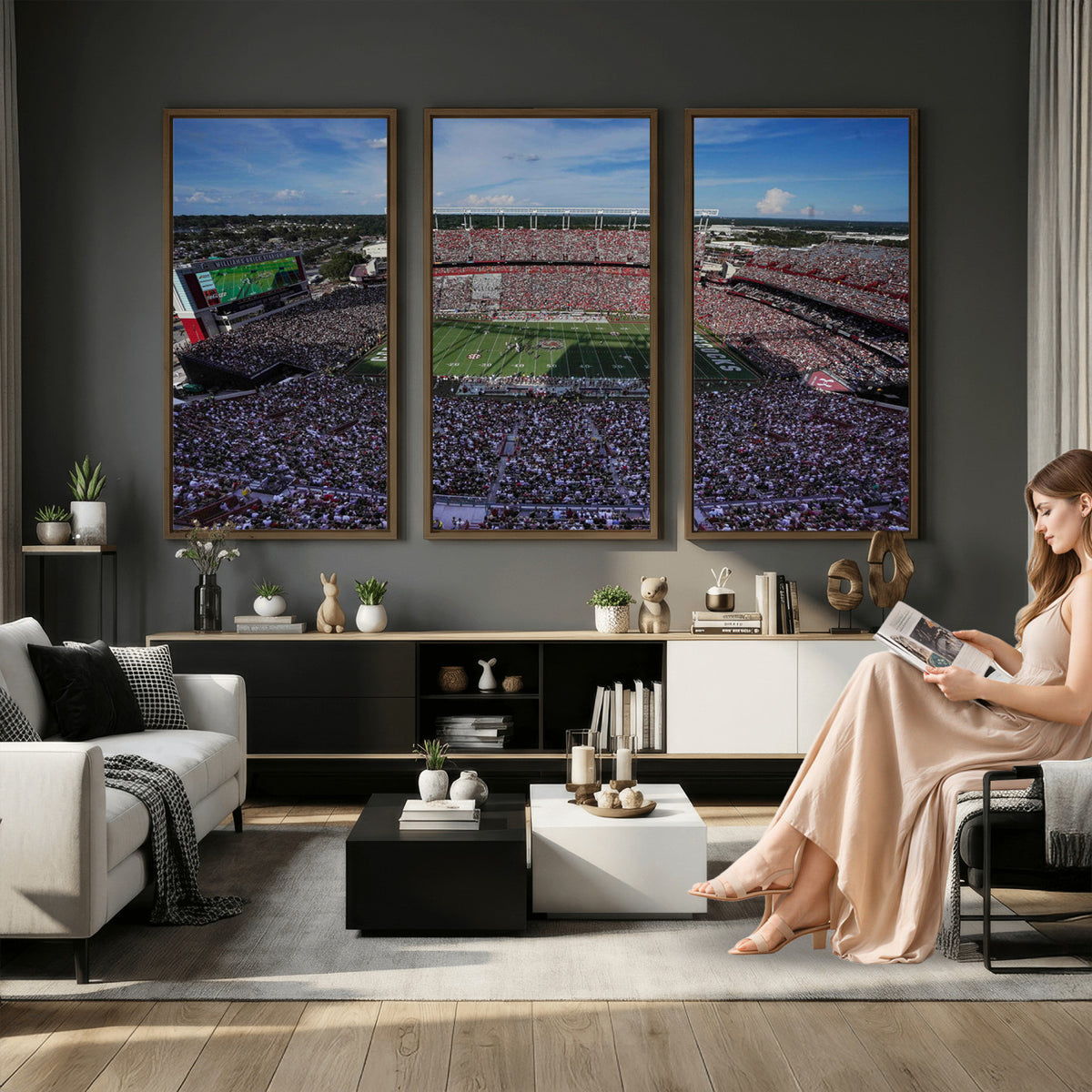 83382-MGV-CV-36X24 - South Carolina Gamecocks Football Team Print, Columbia Williams-Brice Stadium Wall Art