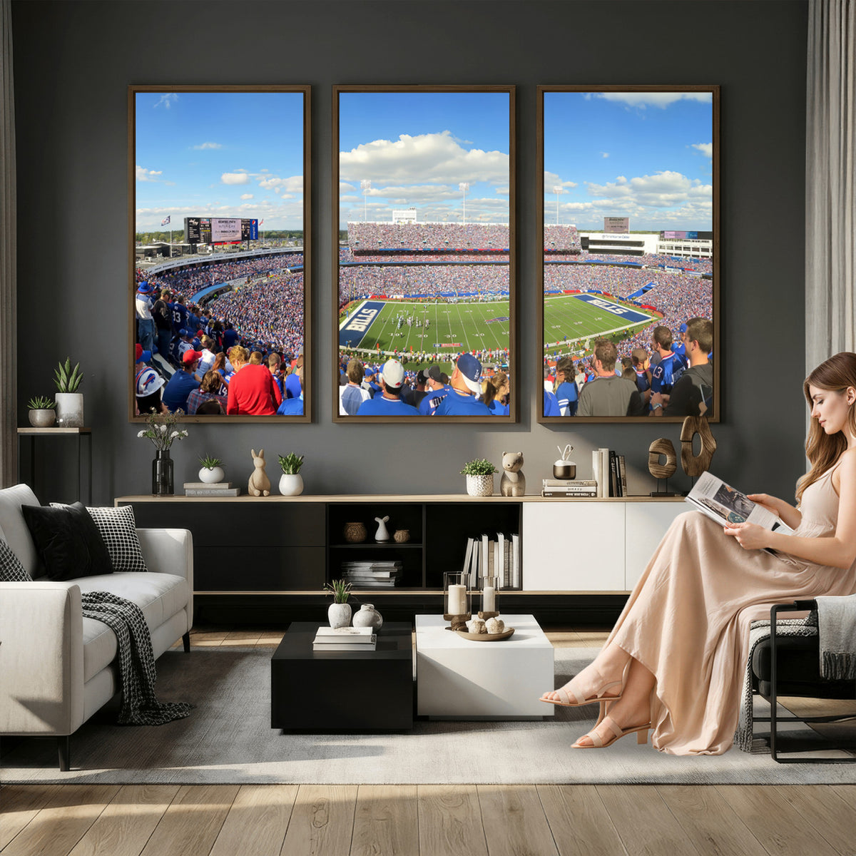 35302-MGV-CV-36X24 - Buffalo Bills NFL Football Team Print, Game Day at Buffalo Highmark Stadium