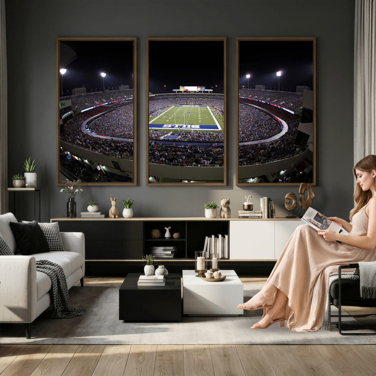 98546-MGV-CV-36X24 - Buffalo Bills NFL Football Team Print, Buffalo Highmark Stadium Wall Art