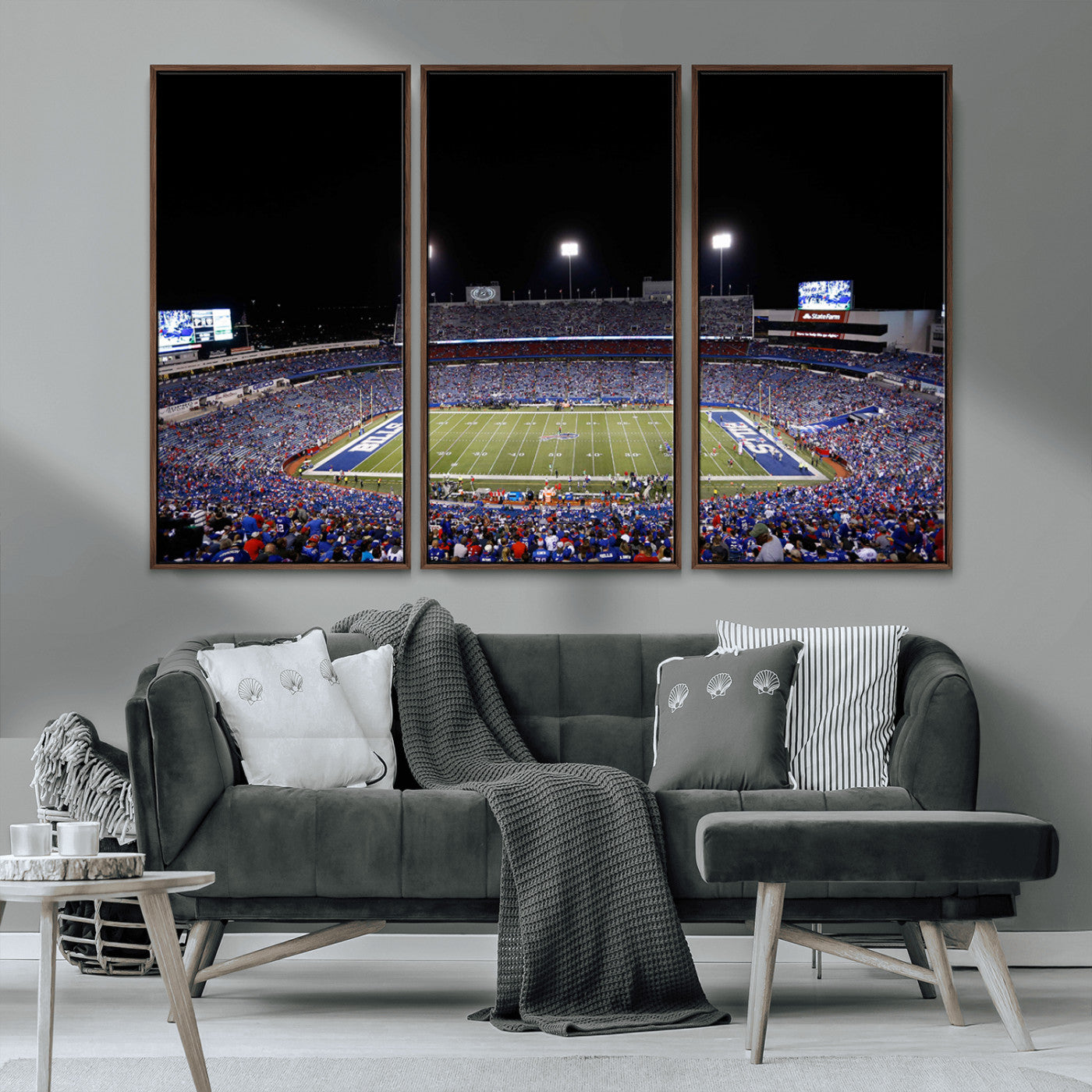 MGV-FC-48X32-3P - Buffalo Bills Wall Art - Buffalo Bills Stadium Canvas Print, Perfect Sports Decor for Living Rooms,