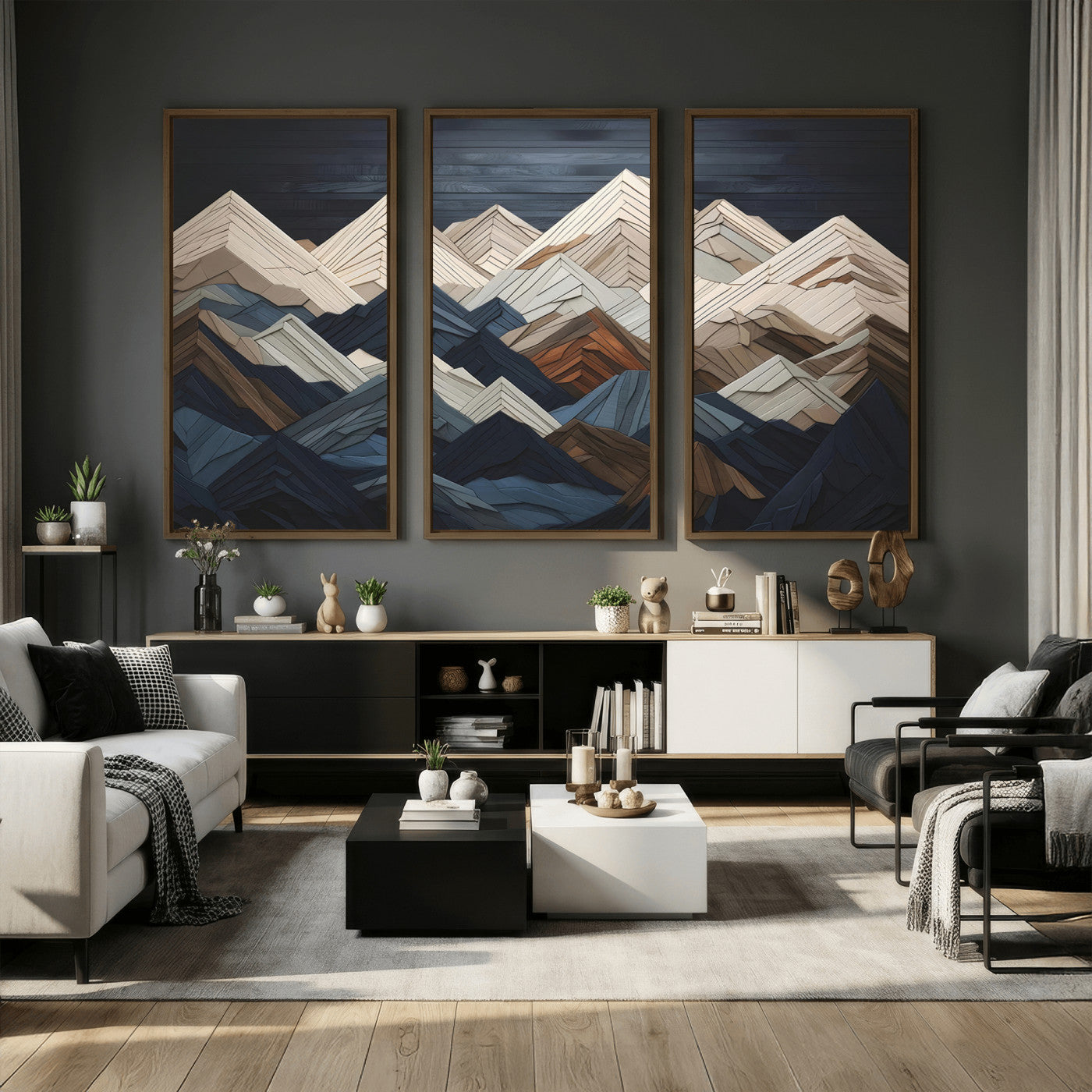 12896-MGV-CV-36X24 - Wood Mountain Wall Art | Mountain Canvas Print Wood Decor | Ready to Hang for Cabin Decor