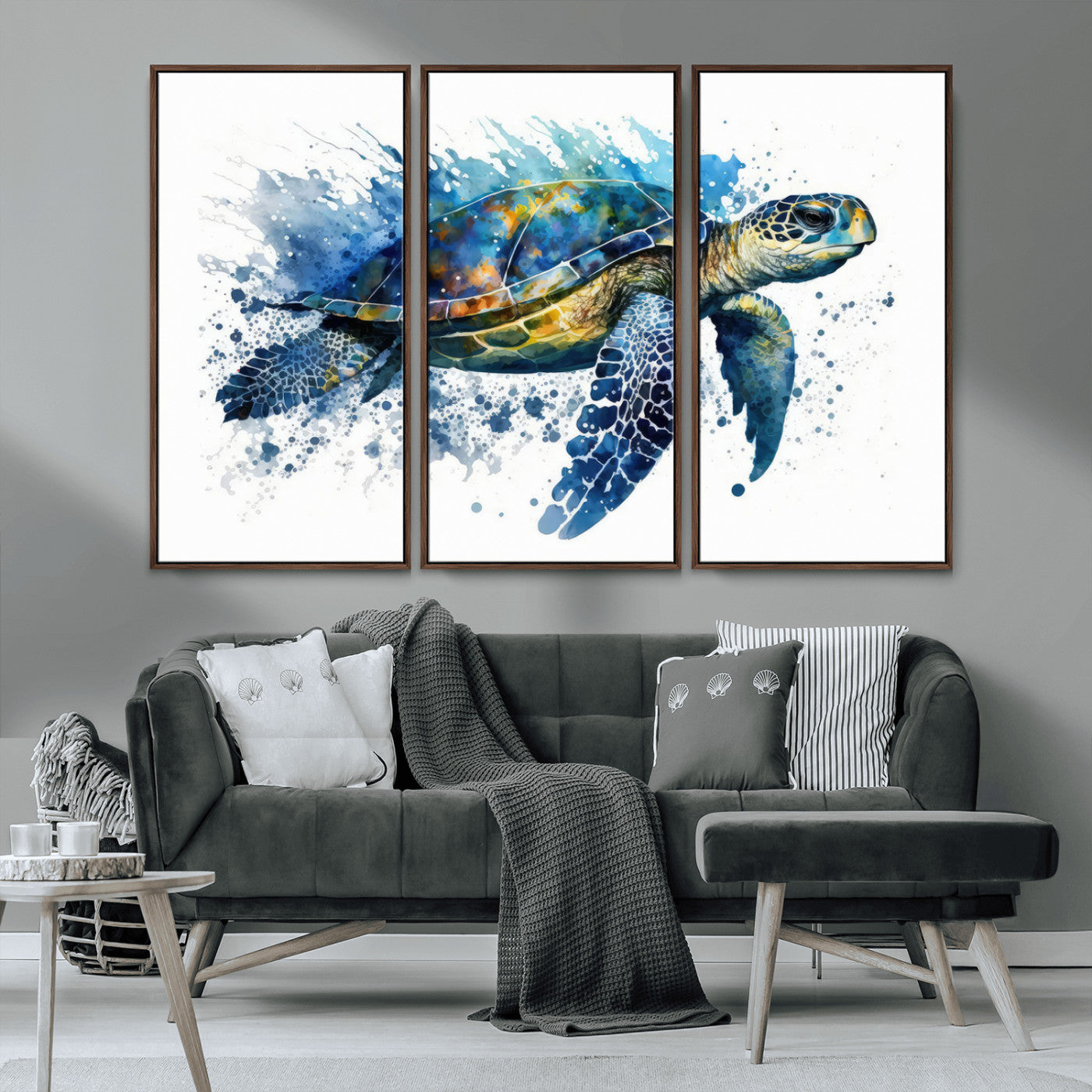 MGV-FC-48X32-3P - Watercolor Turtle Wall Art Canvas Print for Decoration