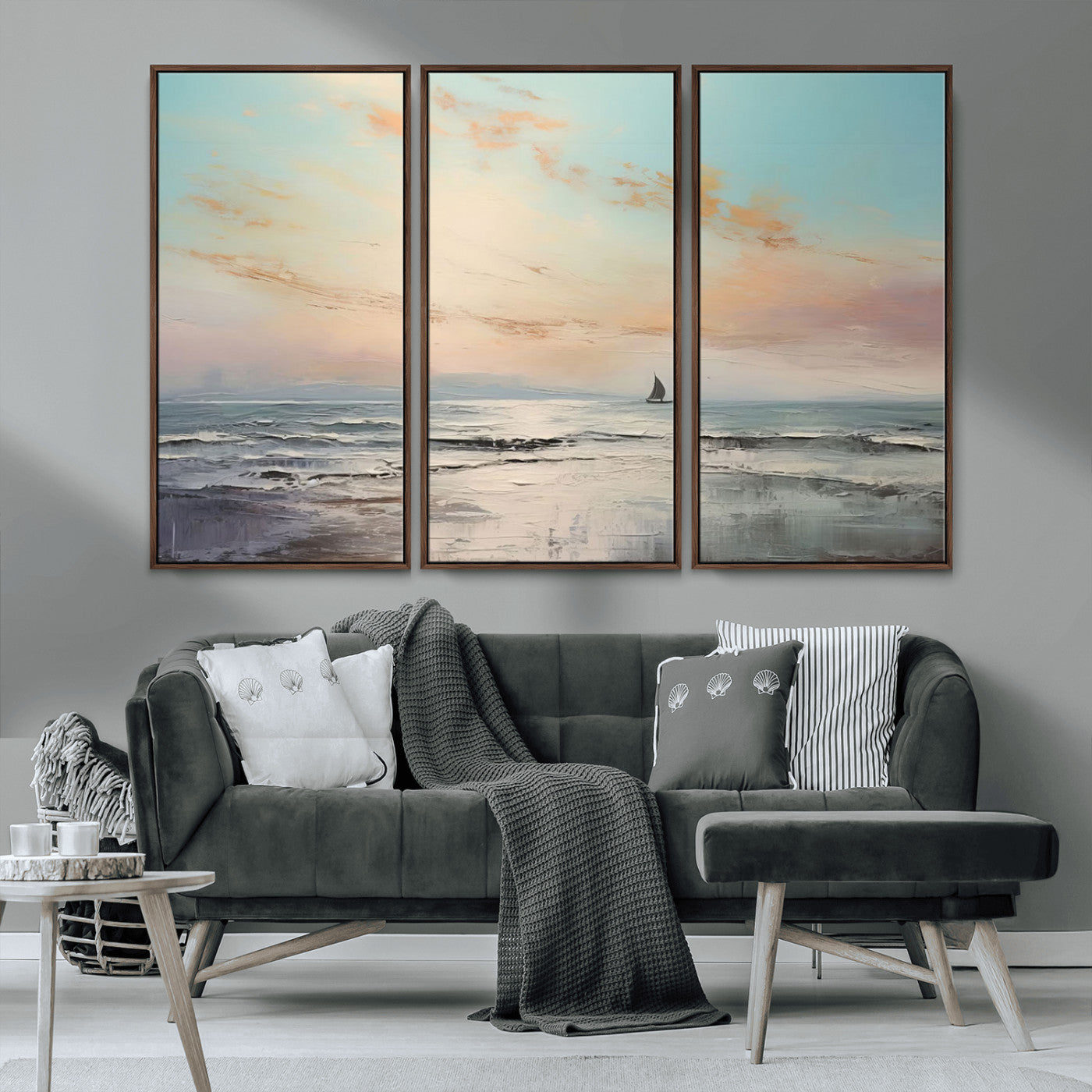 MGV-FC-48X32-3P - Abstract Ocean Wall Art -  Boat Wall Art Canvas Print