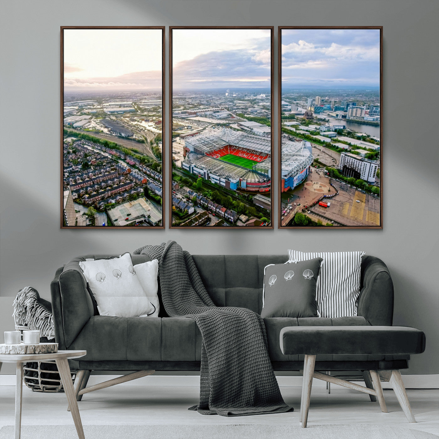 MGV-FC-48X32-3P - Old Trafford Manchester United Stadium Wall Art Canvas Print - Aerial View Stadium, Old Trafford