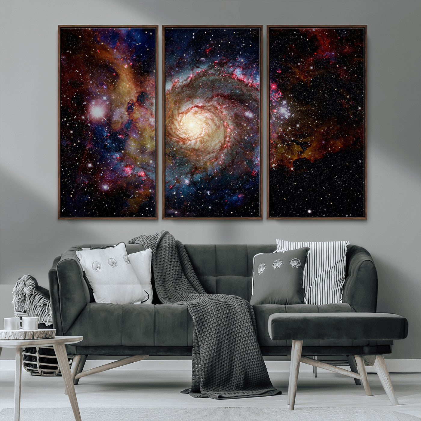MGV-FC-48X32-3P - Nebula and Galaxies in Space Wall Art Canvas Print, Spiral Galaxy Wall Art Canvas Print