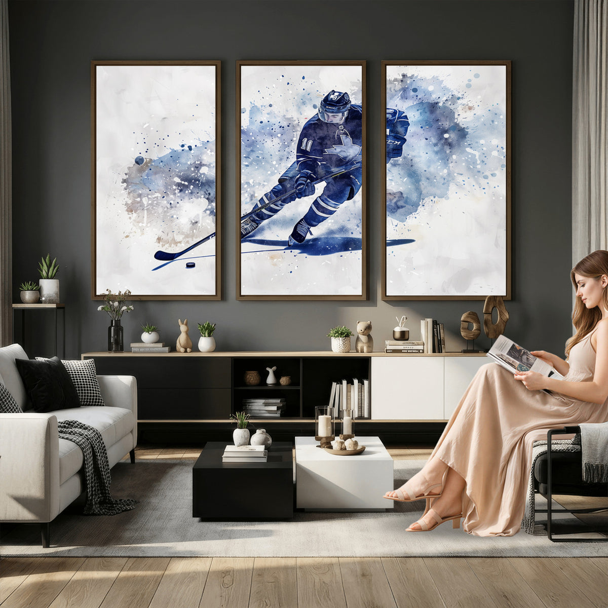 39795-MGV-CV-36X24 - Hockey Player Wall Art Canvas Print