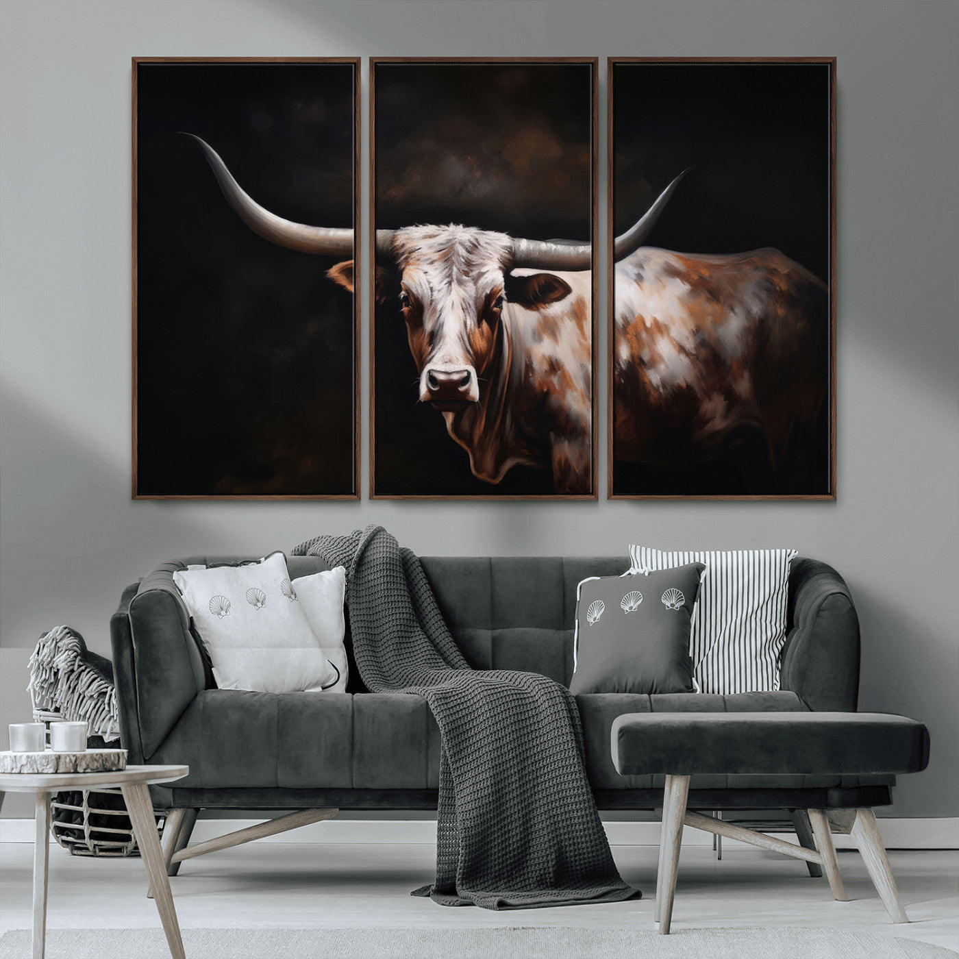 82543-MGV-CV-36X24-Texas Longhorn Wall Art Canvas Print | Western Ranch Decor | Bold Rustic Cattle Artwork | Ready to