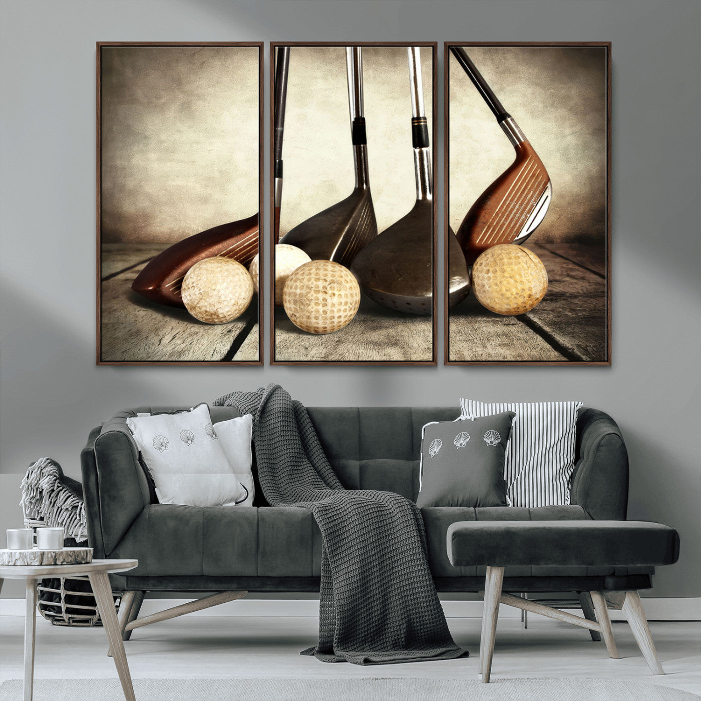 MGV-FC-48X32-3P - Vintage Golf Ball Art | Golf Decor for Man Cave or Office | Ready to Hang and Framed