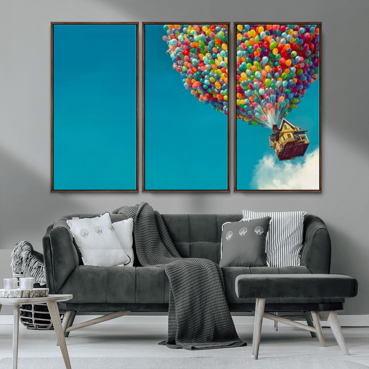 MGV-FC-48X32-3P - Carl Fredricksen, Up Movie Wall Art, Colorful Balloon House Art | Whimsical Wall Decor for Living