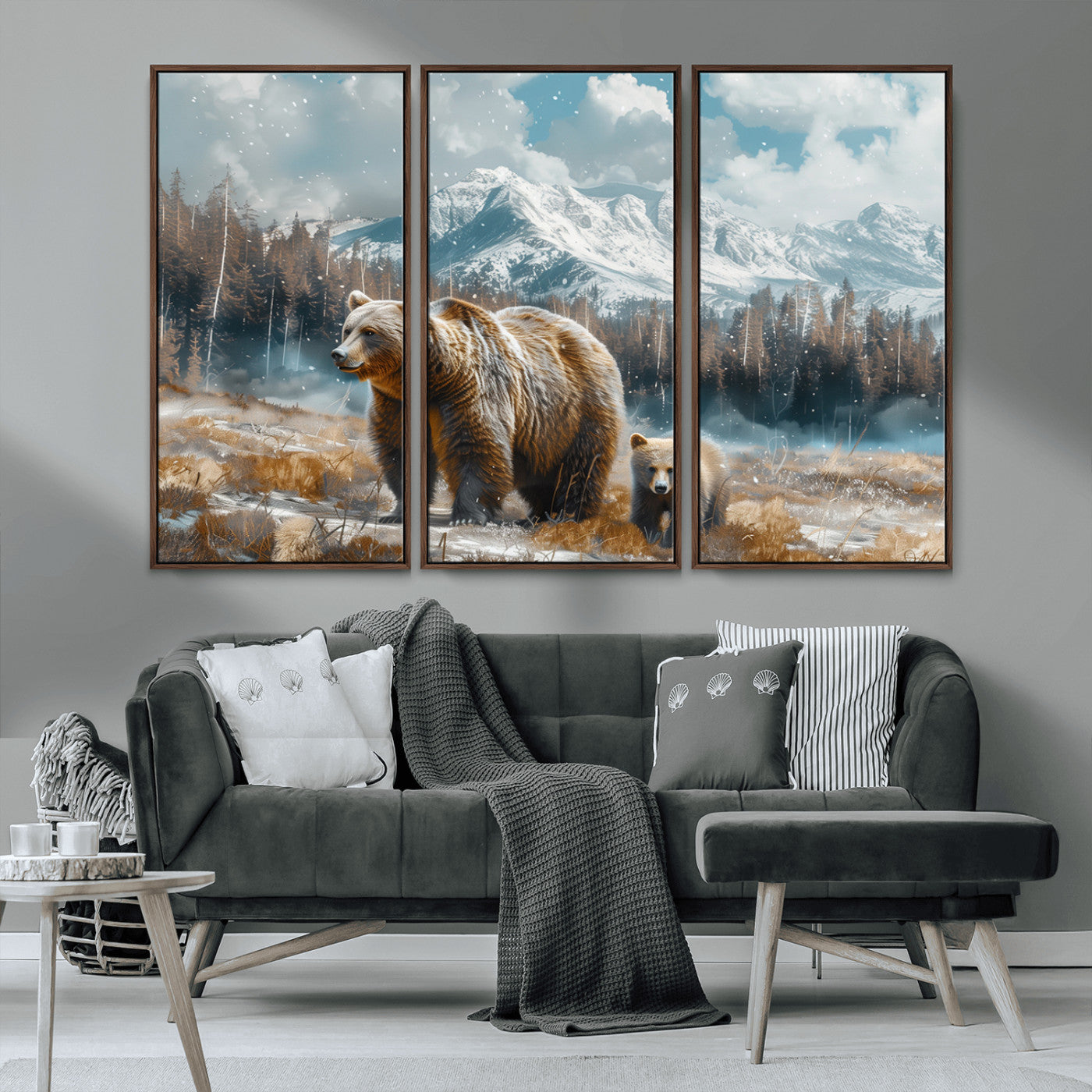 MGV-FC-48X32-3P - Bear and Baby Bear Wall Art Canvas Print