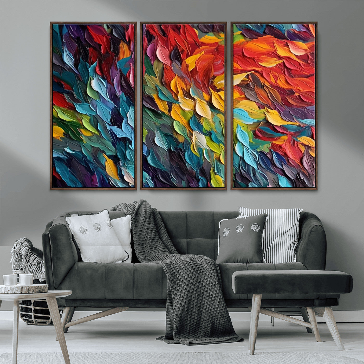 -Vibrant Abstract Leaf Wall Art Canvas Print | Bold Colorful Canvas for Living Room or Office | Ready