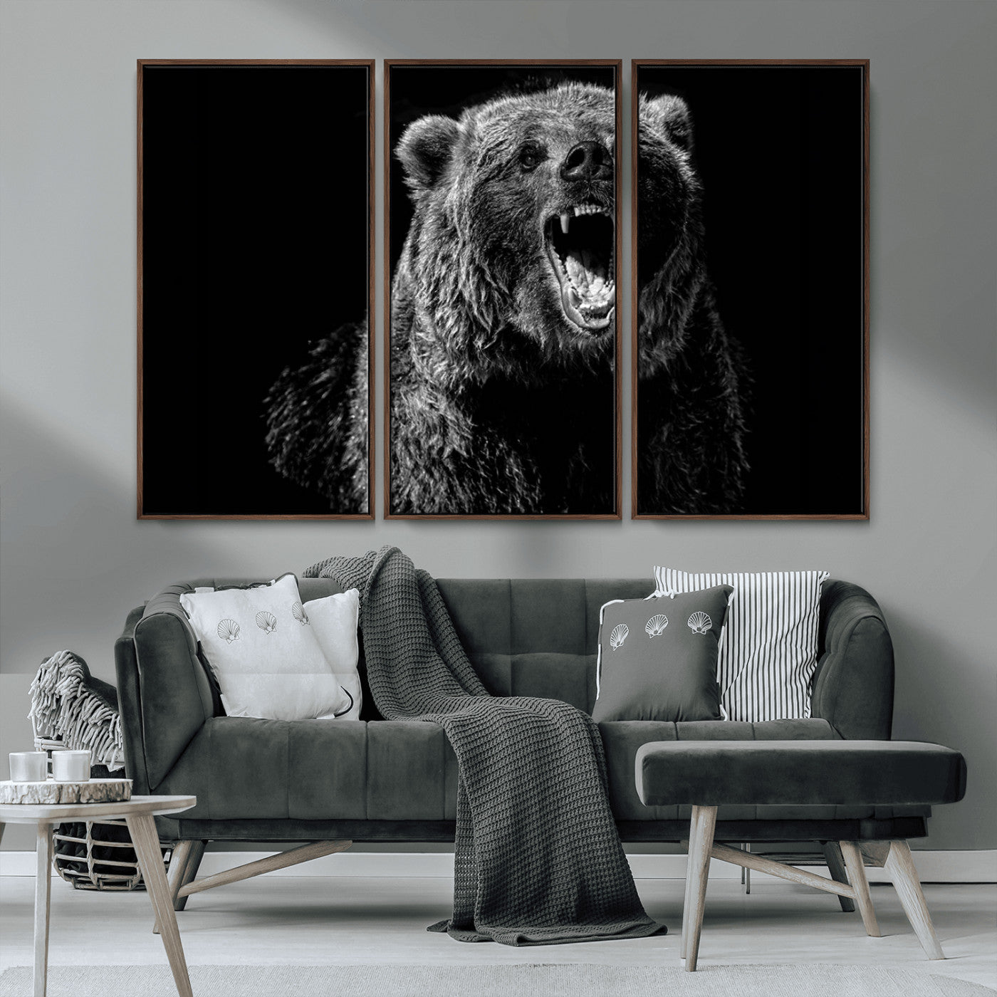 MGV-FC-48X32-3P - Bear Canvas Print | Wildlife Wall Art for Cabin Decor | Ready to Hang Framed