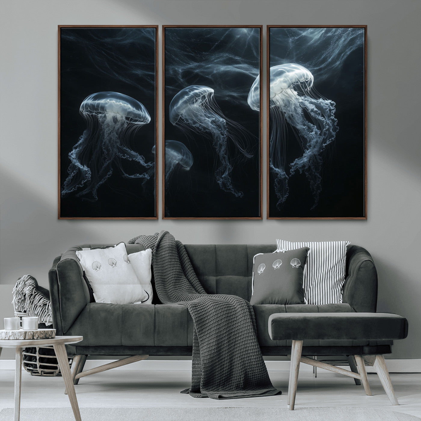MGV-FC-48X32-3P - Jellyfish Wall Art Canvas Print, Elegant Wall Decor