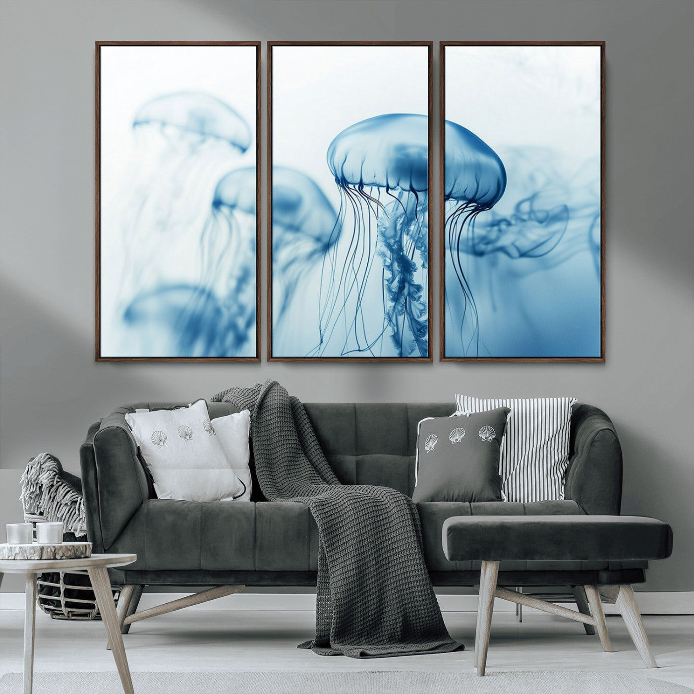 MGV-FC-48X32-3P - Blue Jellyfish Wall Art Canvas Print