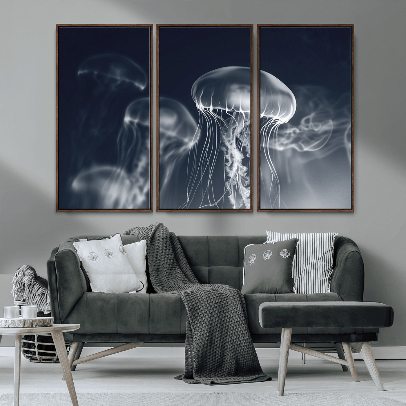 MGV-FC-48X32-3P - Jellyfish Wall Art Canvas Print, Modern Abstract Jellyfish Wall Decor