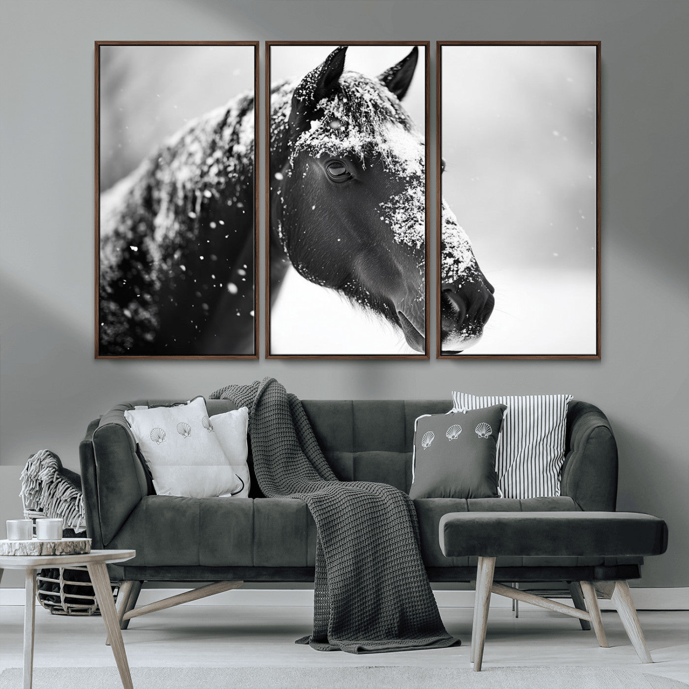 MGV-FC-48X32-3P - Horse Canvas Print - Winter Horse Snow Wall Art Canvas Print