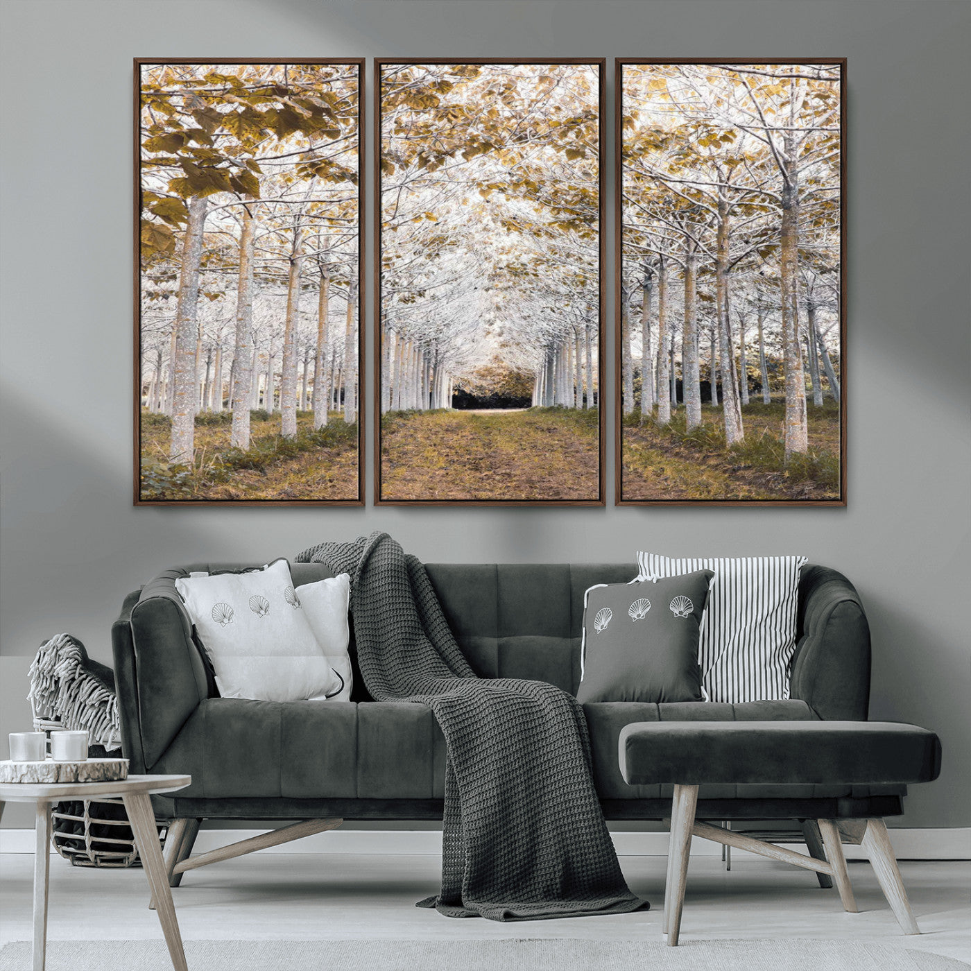 MGV-FC-48X32-3P - Forest Grove Wall Art | Serene Pathway Canvas Print | Ready to Hang and Framed Nature Wall Decor for
