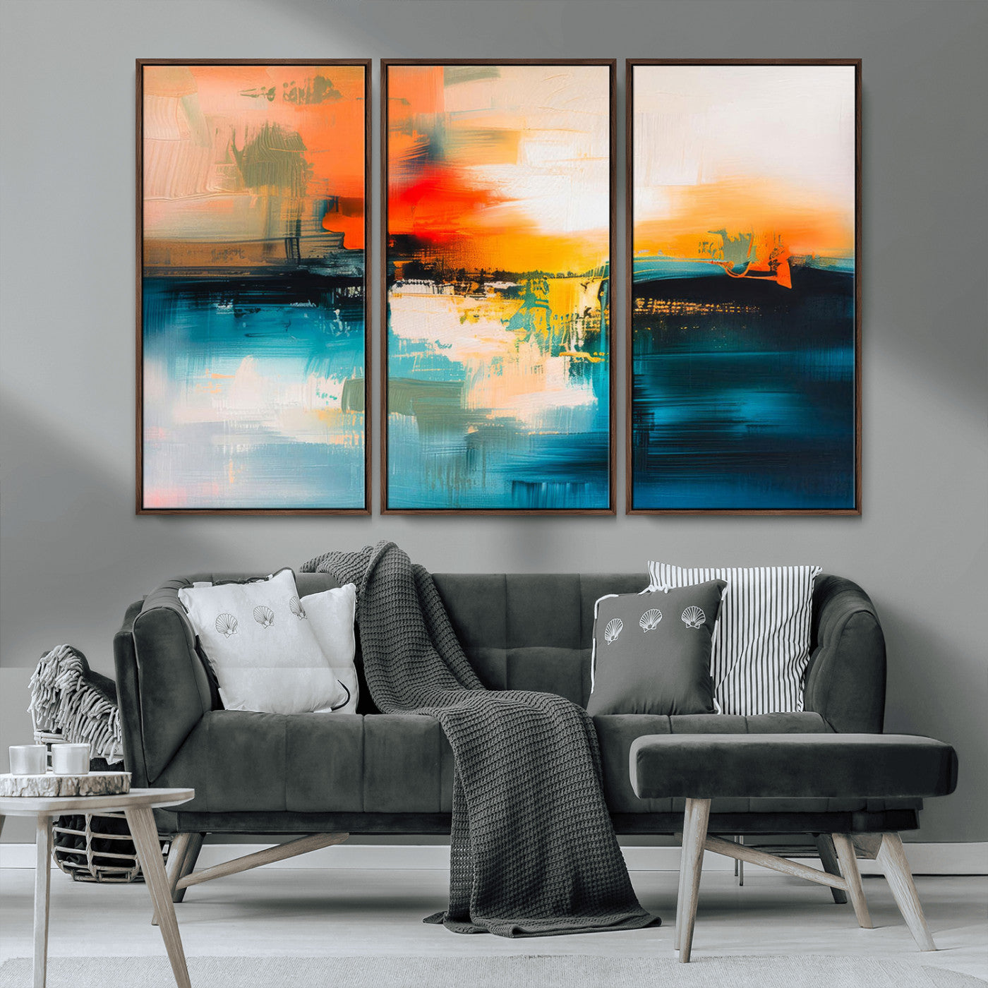 MGV-FC-48X32-3P - Colorful Abstract Wall Art | Bold Modern Canvas Print | Ready to Hang and Framed for Living Room or