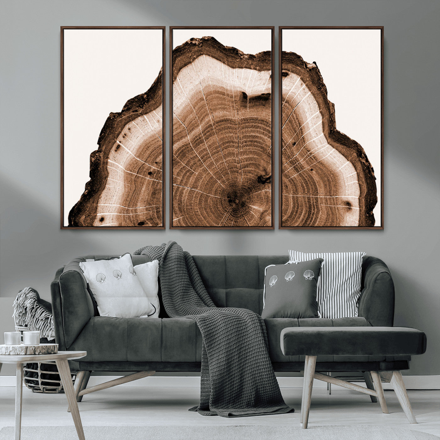 45195-MGV-CV-36X24-Rustic Wood Rings Wall Art | Nature-Inspired Tree Ring Canvas Print | Ready to Hang and Framed for