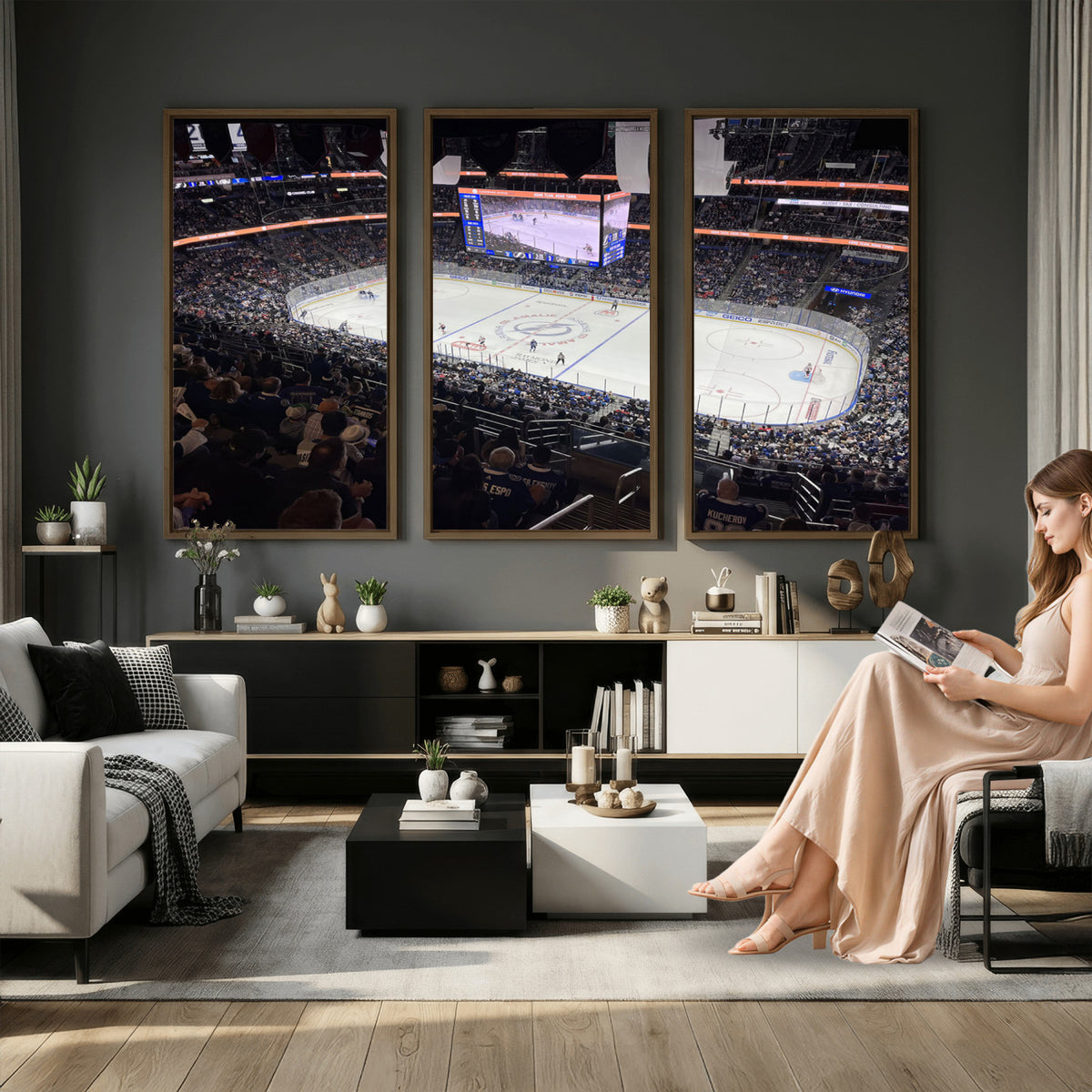 51641-MGV-CV-36X24 - Amalie Arena Florida Wall Art Canvas Print, NHL Hockey, Framed and Ready to Hang